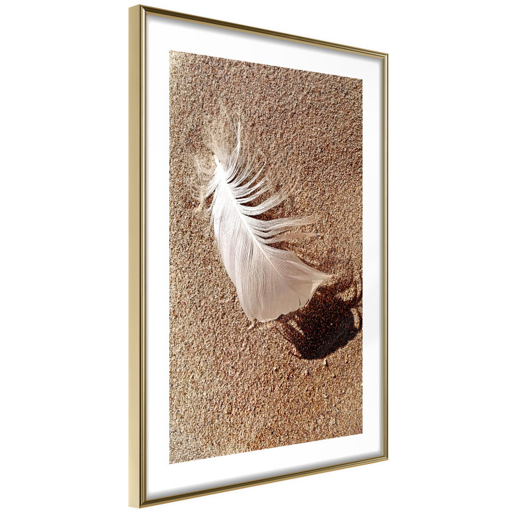Poster Feather on the Sand - seascape of a beach with a white feather in bright light 130372 additionalImage 9