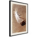 Poster Feather on the Sand - seascape of a beach with a white feather in bright light 130372 additionalThumb 2
