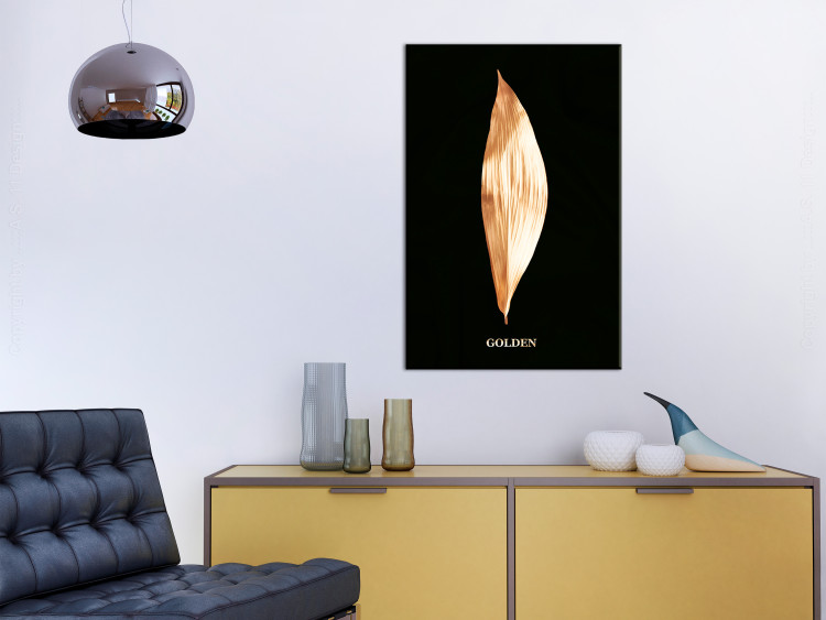 Canvas Art Print Modest Elegance (1-piece) Vertical - abstract golden leaf 130472 additionalImage 3