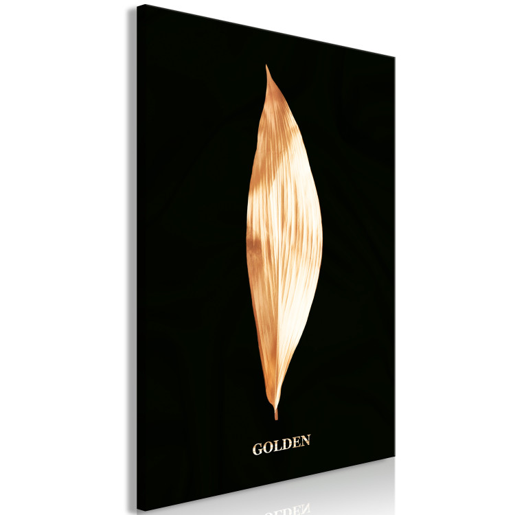 Canvas Art Print Modest Elegance (1-piece) Vertical - abstract golden leaf 130472 additionalImage 2