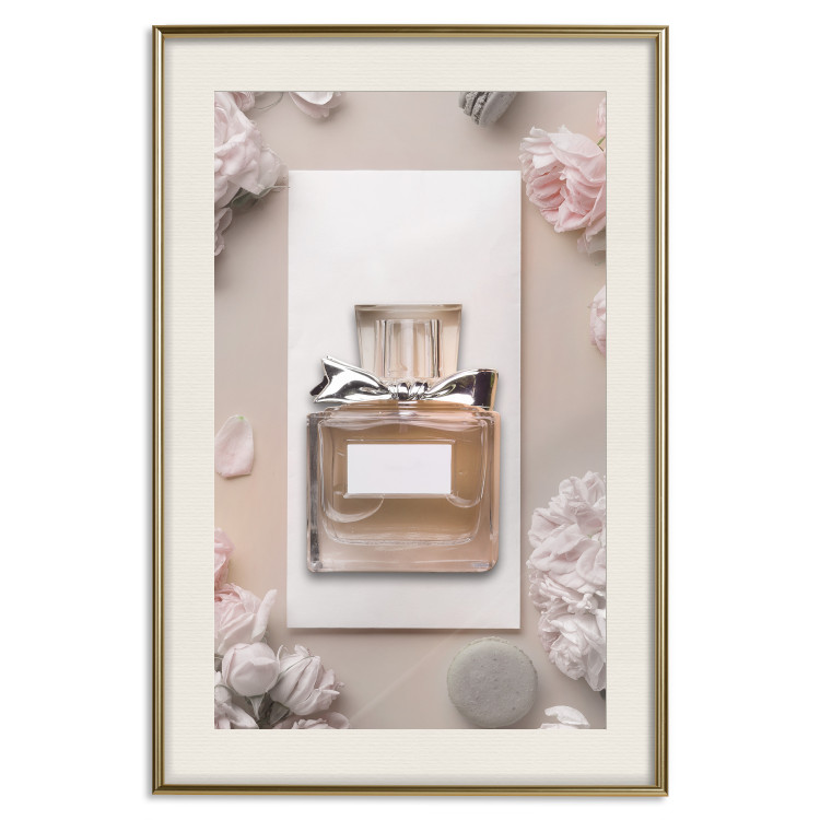 Wall Poster My Scent - luxury glass bottle among flowers in light colors 131772 additionalImage 21
