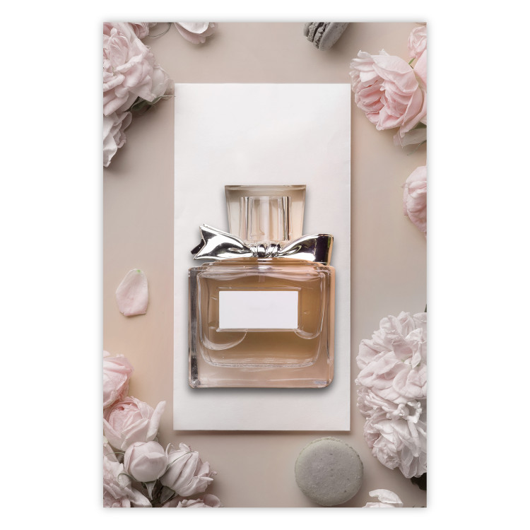Wall Poster My Scent - luxury glass bottle among flowers in light colors 131772