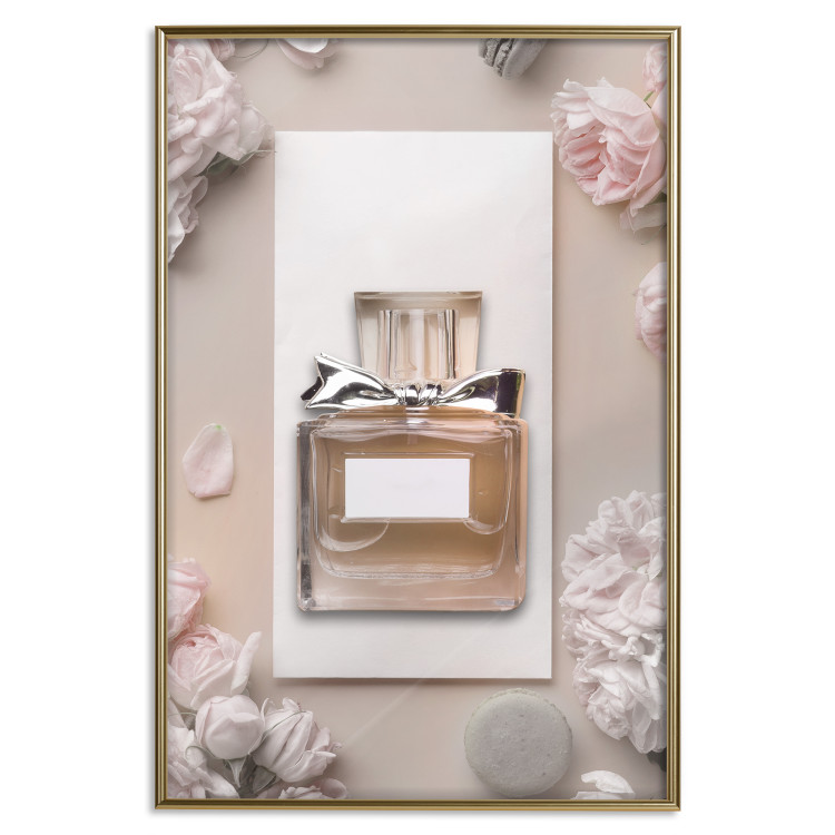 Wall Poster My Scent - luxury glass bottle among flowers in light colors 131772 additionalImage 26