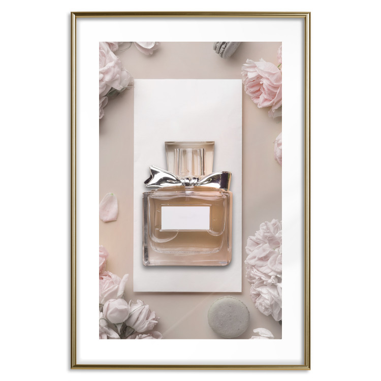 Wall Poster My Scent - luxury glass bottle among flowers in light colors 131772 additionalImage 23