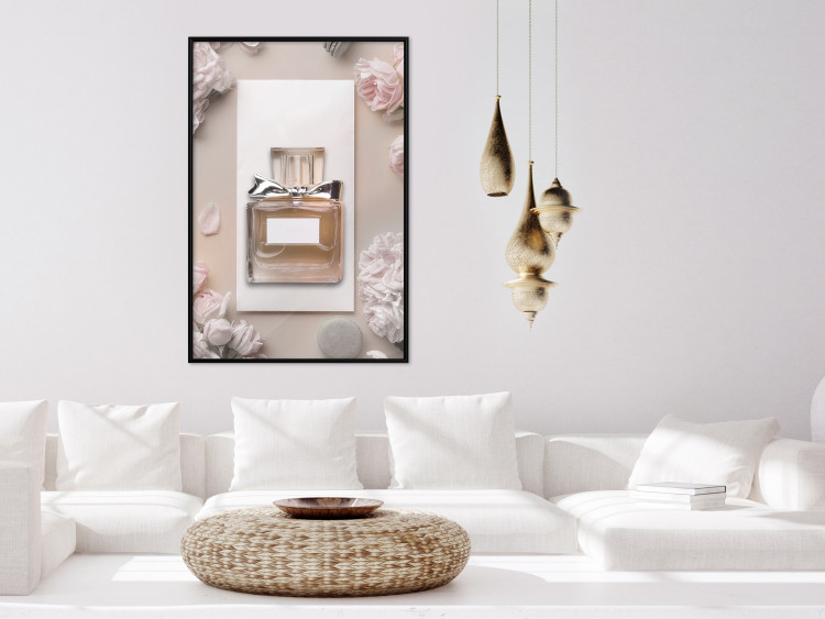 Wall Poster My Scent - luxury glass bottle among flowers in light colors 131772 additionalImage 8