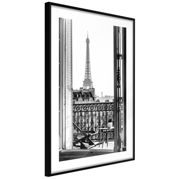 Poster Balcony View - black and white landscape view from a window overlooking the Eiffel Tower 132272 additionalImage 6