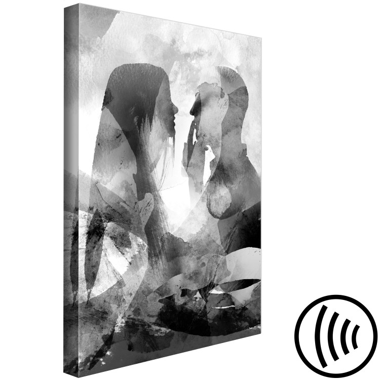 Canvas Print Love whispers - black and white abstract with two people in love 134372 additionalImage 6