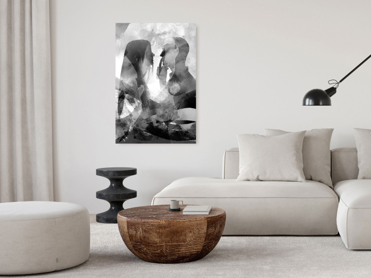 Canvas Print Love whispers - black and white abstract with two people in love 134372 additionalImage 3