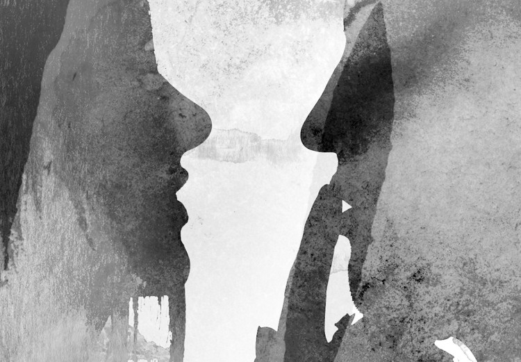 Canvas Print Love whispers - black and white abstract with two people in love 134372 additionalImage 4