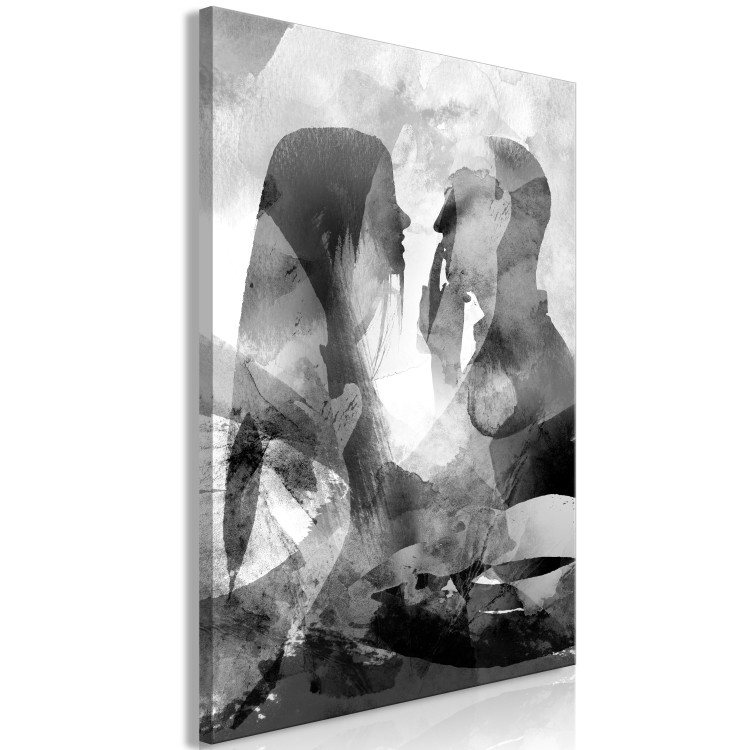 Canvas Print Love whispers - black and white abstract with two people in love 134372 additionalImage 2