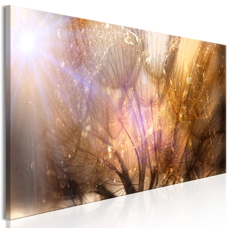 Canvas Print Morning Dawn (1-piece) Narrow - dandelion flowers on a golden background 135972 additionalImage 2