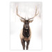 Poster Deer in the Snow - winter composition of a brown deer on a white background 137972