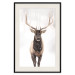 Poster Deer in the Snow - winter composition of a brown deer on a white background 137972 additionalThumb 2
