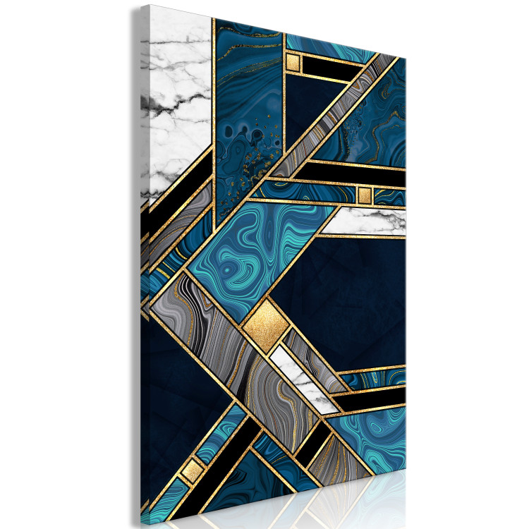 Canvas Print Blue-Gold Geometry (1-piece) Vertical - abstraction with mosaic 142372 additionalImage 2