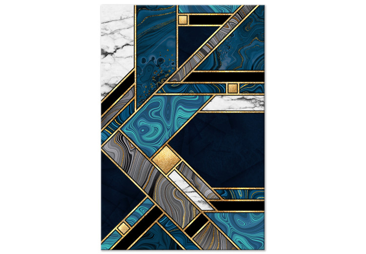 Canvas Print Blue-Gold Geometry (1-piece) Vertical - abstraction with mosaic 142372