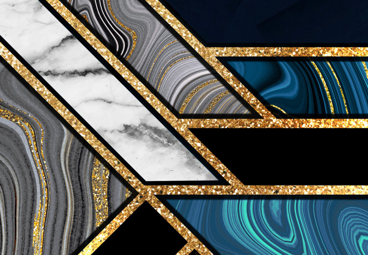 Canvas Print Blue-Gold Geometry (1-piece) Vertical - abstraction with mosaic 142372 additionalImage 4