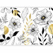 Photo Wallpaper Drawn meadow - lineart style flower motif with gold patterns 143072 additionalThumb 1