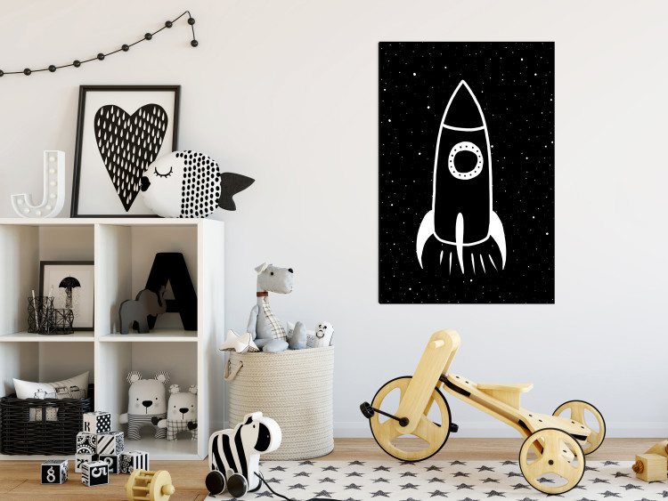 Canvas Art Print Rocket Soaring into Space (1-piece) Vertical - composition for children 143472 additionalImage 3
