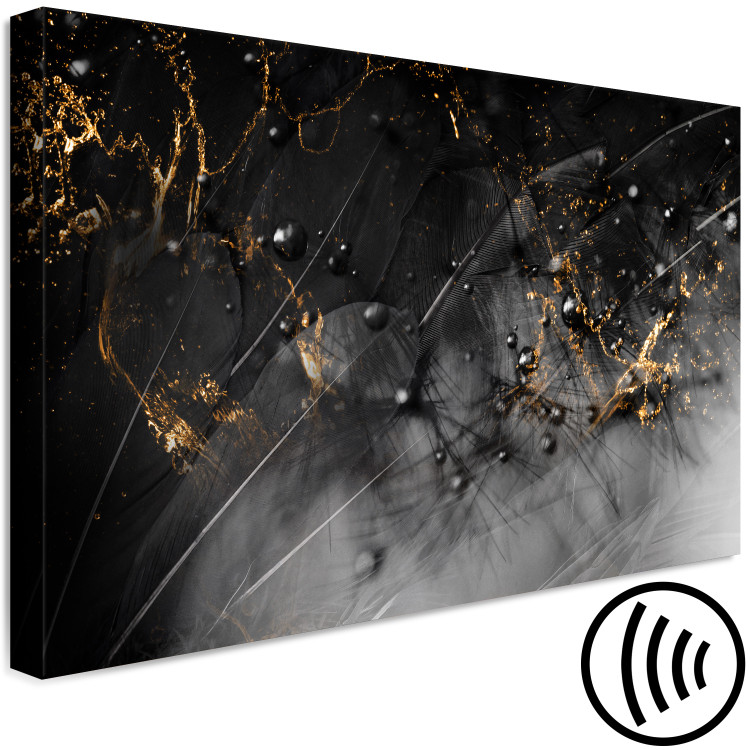 Canvas Swan's Wing (1-piece) - elegant abstraction in black feathers 144072 additionalImage 6