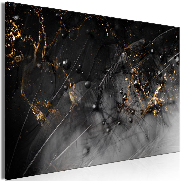 Canvas Swan's Wing (1-piece) - elegant abstraction in black feathers 144072 additionalImage 2