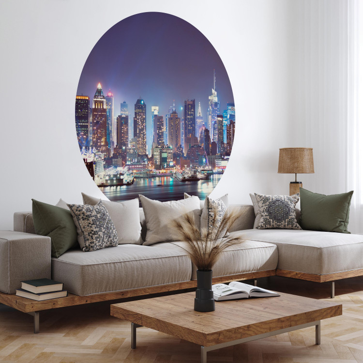 Round wallpaper New York After Dark - Illuminated Panorama of the City From the Port Side 149172 additionalImage 3