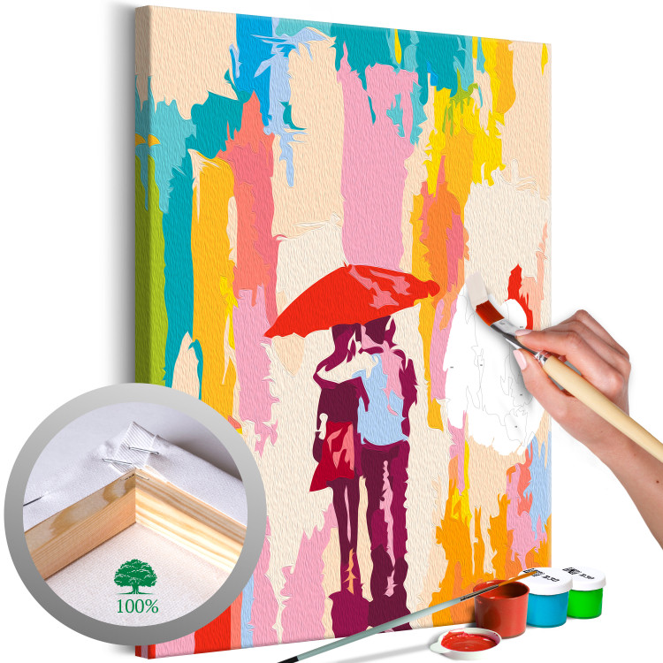Paint by number Romantic Walk - Couple in Love in Colorful Rain 149772