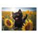 Canvas Print AI Cat - Black Animal Dancing in a Field of Sunflowers in a Sunny Glow - Horizontal 150172
