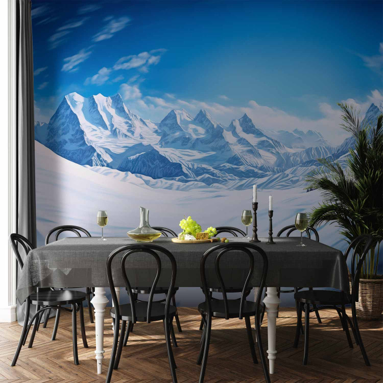 Wall Mural Winter Landscape - Clearing and Mountain Peaks Covered With Snow 151872 additionalImage 4