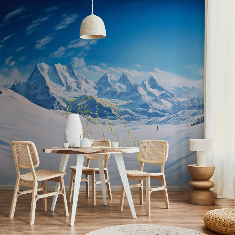 Wall Mural Winter Landscape - Clearing and Mountain Peaks Covered With Snow 151872 additionalImage 6