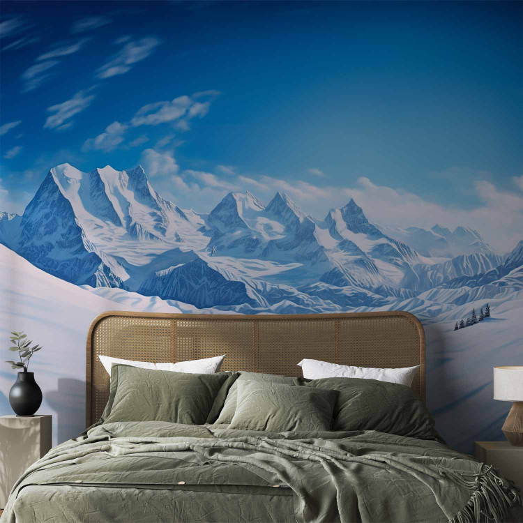 Wall Mural Winter Landscape - Clearing and Mountain Peaks Covered With Snow 151872 additionalImage 2