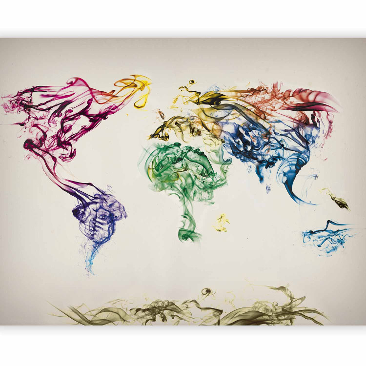 Wall Mural Fantasy of the World - World Map with Colourful Smoke as Continents 60072 additionalImage 1
