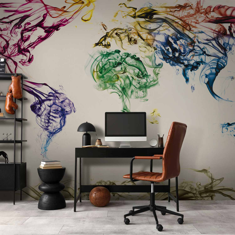 Wall Mural Fantasy of the World - World Map with Colourful Smoke as Continents 60072 additionalImage 4