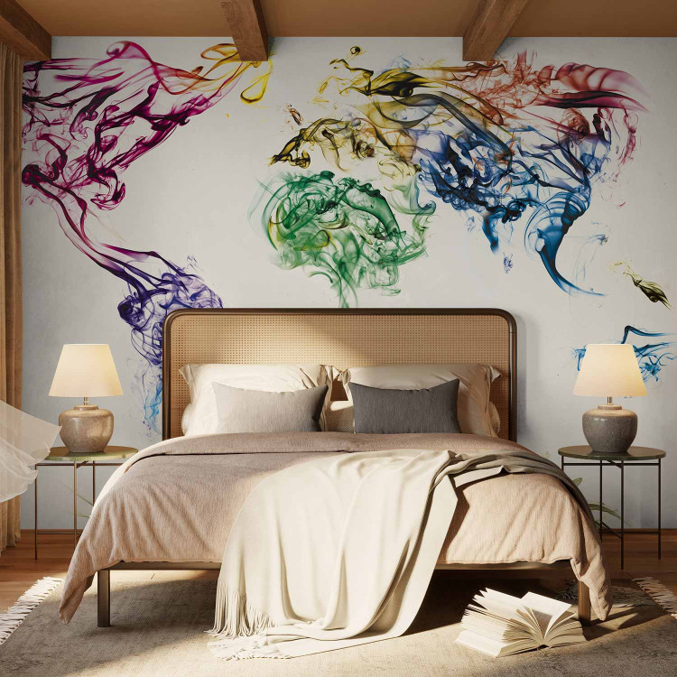 Wall Mural Fantasy of the World - World Map with Colourful Smoke as Continents 60072 additionalImage 2