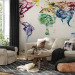 Wall Mural Fantasy of the World - World Map with Colourful Smoke as Continents 60072