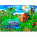 Photo Wallpaper Wild Animals in the Jungle - Elephant, monkey, turtle with trees for children 61172 additionalThumb 5