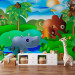 Photo Wallpaper Wild Animals in the Jungle - Elephant, monkey, turtle with trees for children 61172 additionalThumb 4