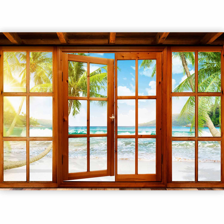Photo Wallpaper Moment of Pleasure - View from the Window of Green Islands and Blue Sea 61672 additionalImage 5