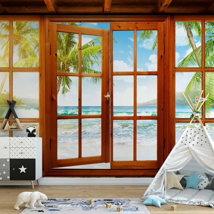 Photo Wallpaper Moment of Pleasure - View from the Window of Green Islands and Blue Sea 61672 additionalImage 4