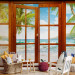 Photo Wallpaper Moment of Pleasure - View from the Window of Green Islands and Blue Sea 61672