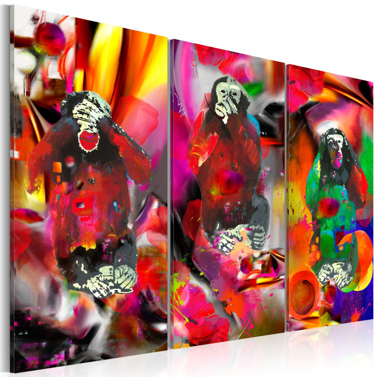 Canvas Crazy Monkeys - triptych 88972 additionalImage 2