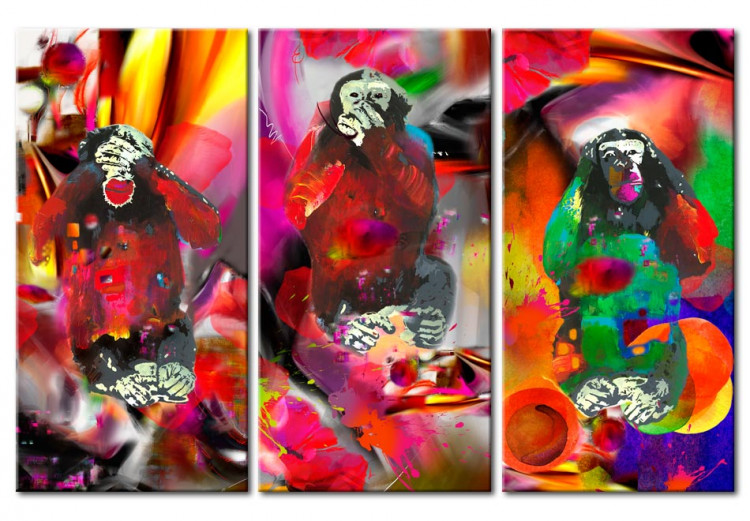 Canvas Crazy Monkeys - triptych 88972