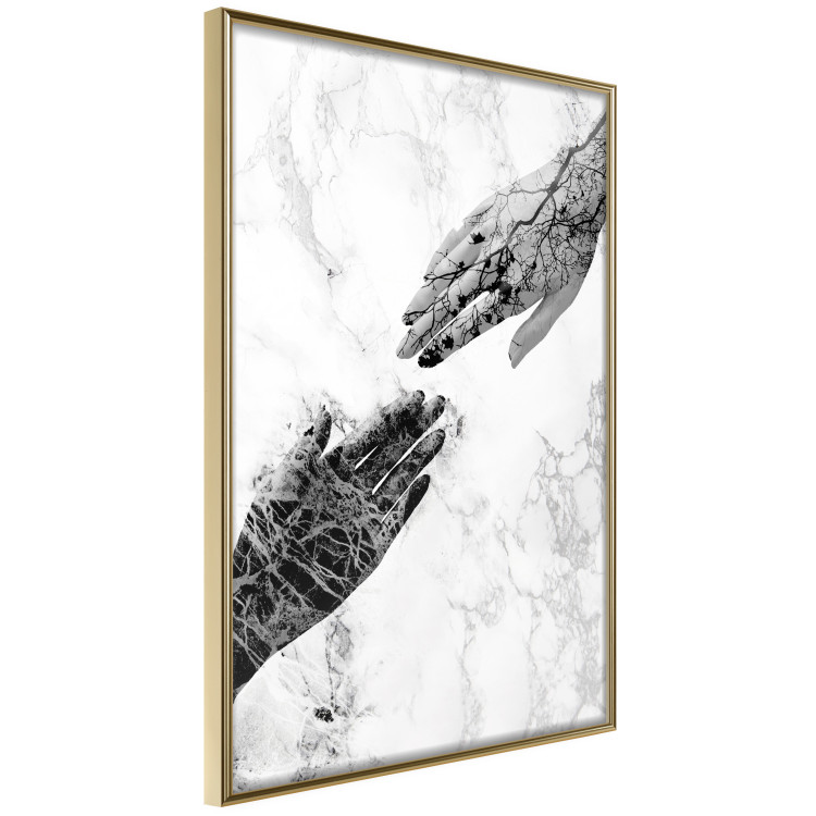 Wall Poster Extend Your Hand - black and white abstraction with plant motif on marble background 117282 additionalImage 14