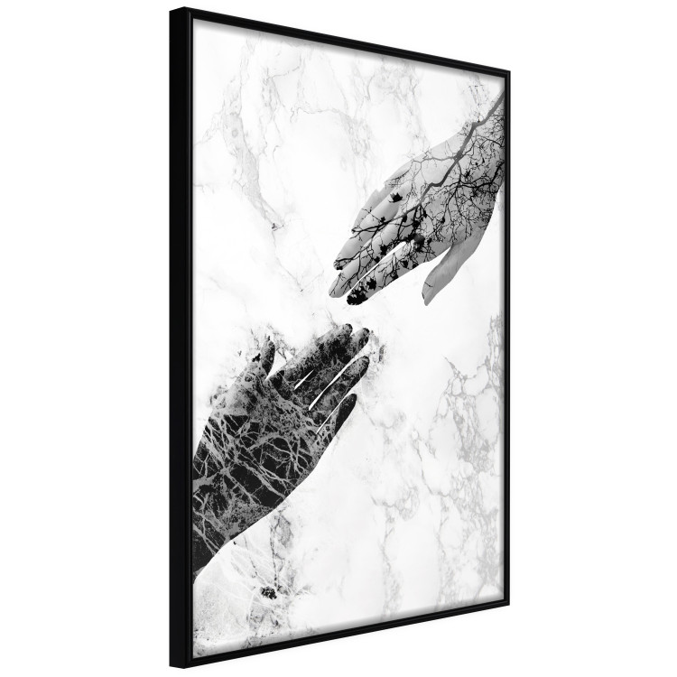 Wall Poster Extend Your Hand - black and white abstraction with plant motif on marble background 117282 additionalImage 12