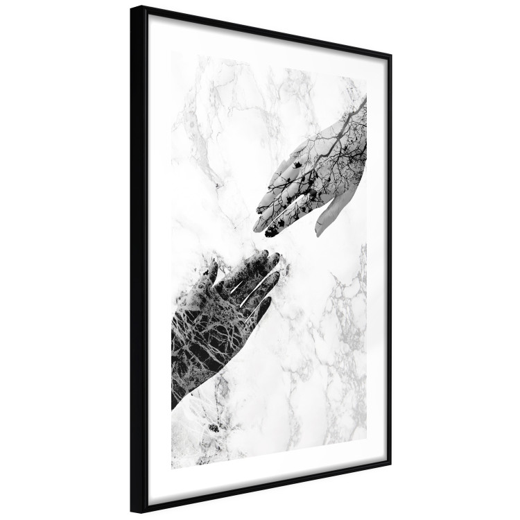Wall Poster Extend Your Hand - black and white abstraction with plant motif on marble background 117282 additionalImage 13