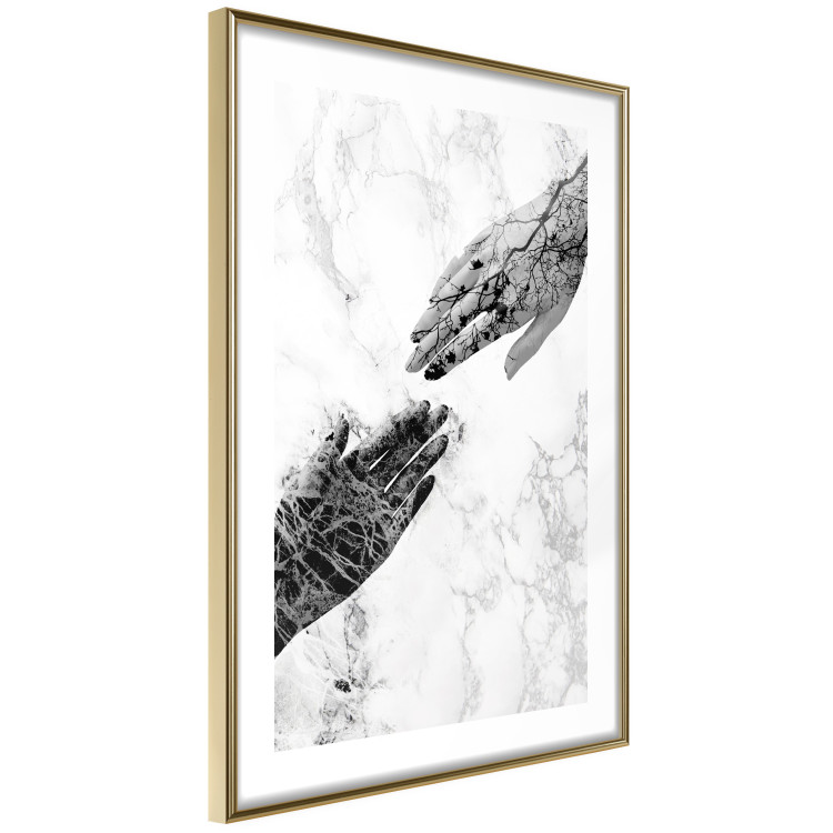 Wall Poster Extend Your Hand - black and white abstraction with plant motif on marble background 117282 additionalImage 8