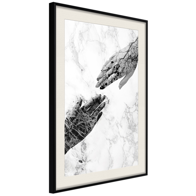 Wall Poster Extend Your Hand - black and white abstraction with plant motif on marble background 117282 additionalImage 3