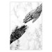 Wall Poster Extend Your Hand - black and white abstraction with plant motif on marble background 117282