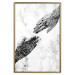 Wall Poster Extend Your Hand - black and white abstraction with plant motif on marble background 117282 additionalThumb 20