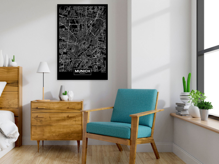 Canvas Print Munich - a minimalistic black and white map of the German metropolis 118082 additionalImage 3