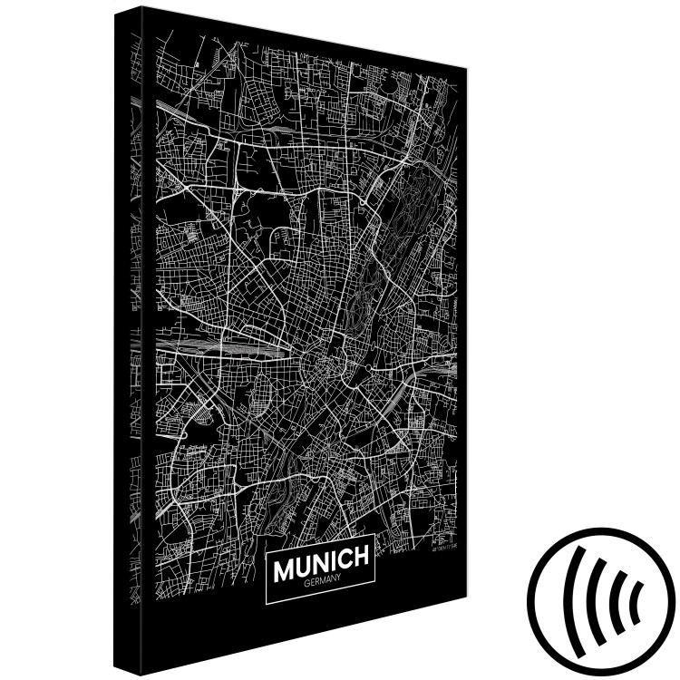 Canvas Print Munich - a minimalistic black and white map of the German metropolis 118082 additionalImage 6